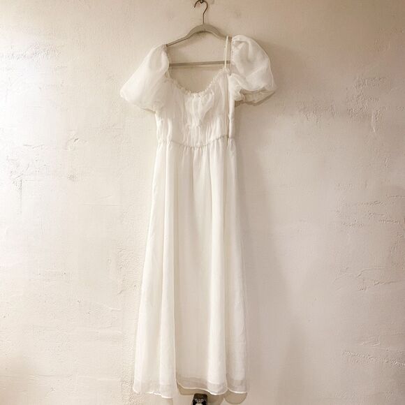 NEW Reformation Mayme Midi Dress in Ivory Size 4 - Picture 1 of 8